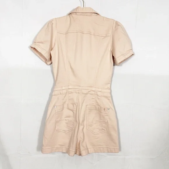 Pilcro X Anthropologie The Kit Utility Romper Pink Rose Denim Blush Coverall